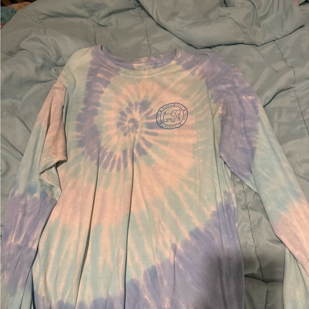 Tie-Dye Long Sleeve Tee in Pastel Pink, Blue & Mint